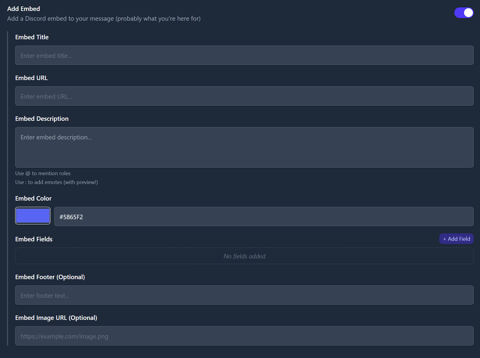 Announcement Embed Form